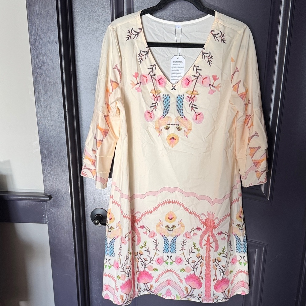 Floral Embroidered Cream Dress